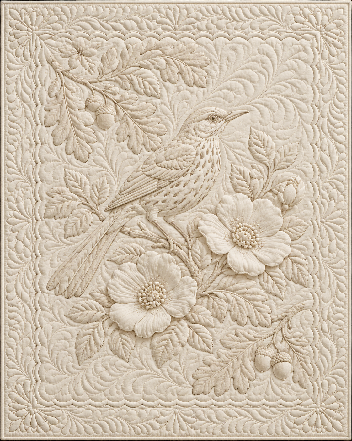 Georgia Botanical Whitework quilt blanket design