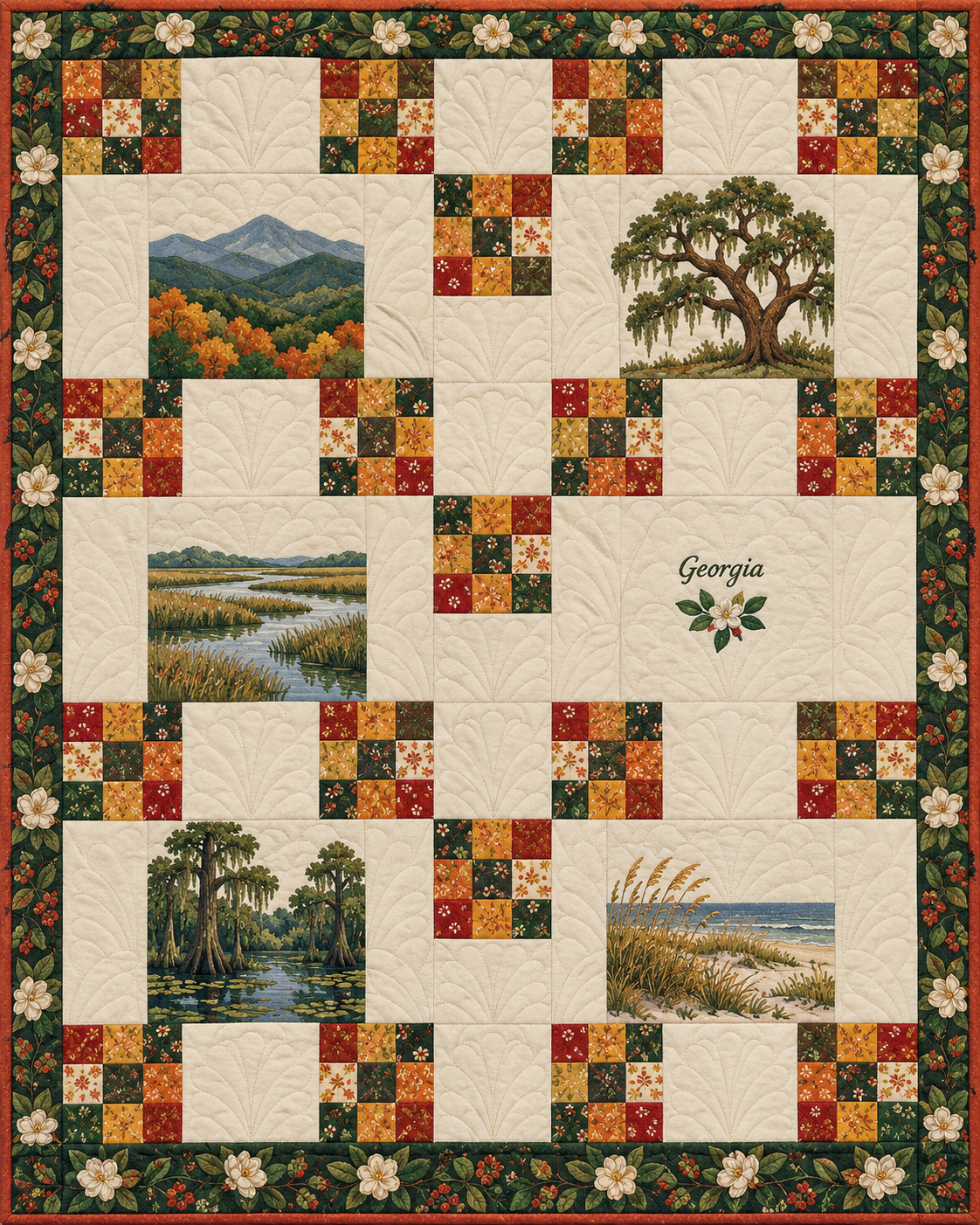 Georgia Harvest Chain quilt blanket design