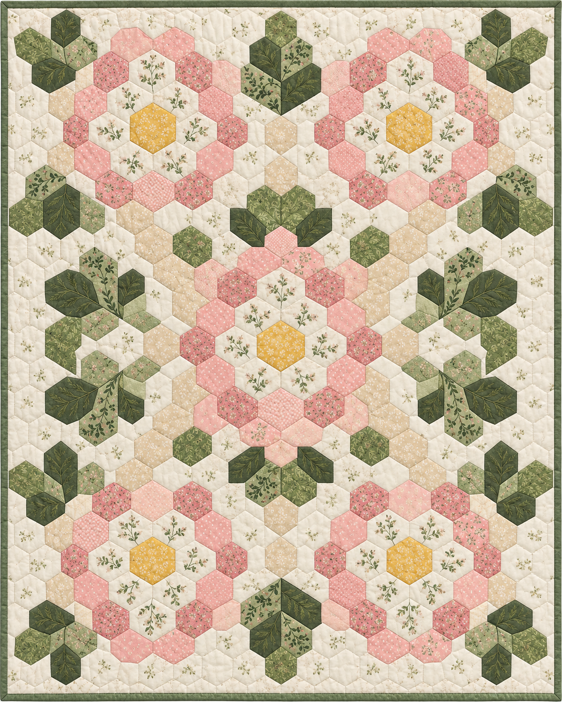 Georgia Garden Hexagons quilt blanket design
