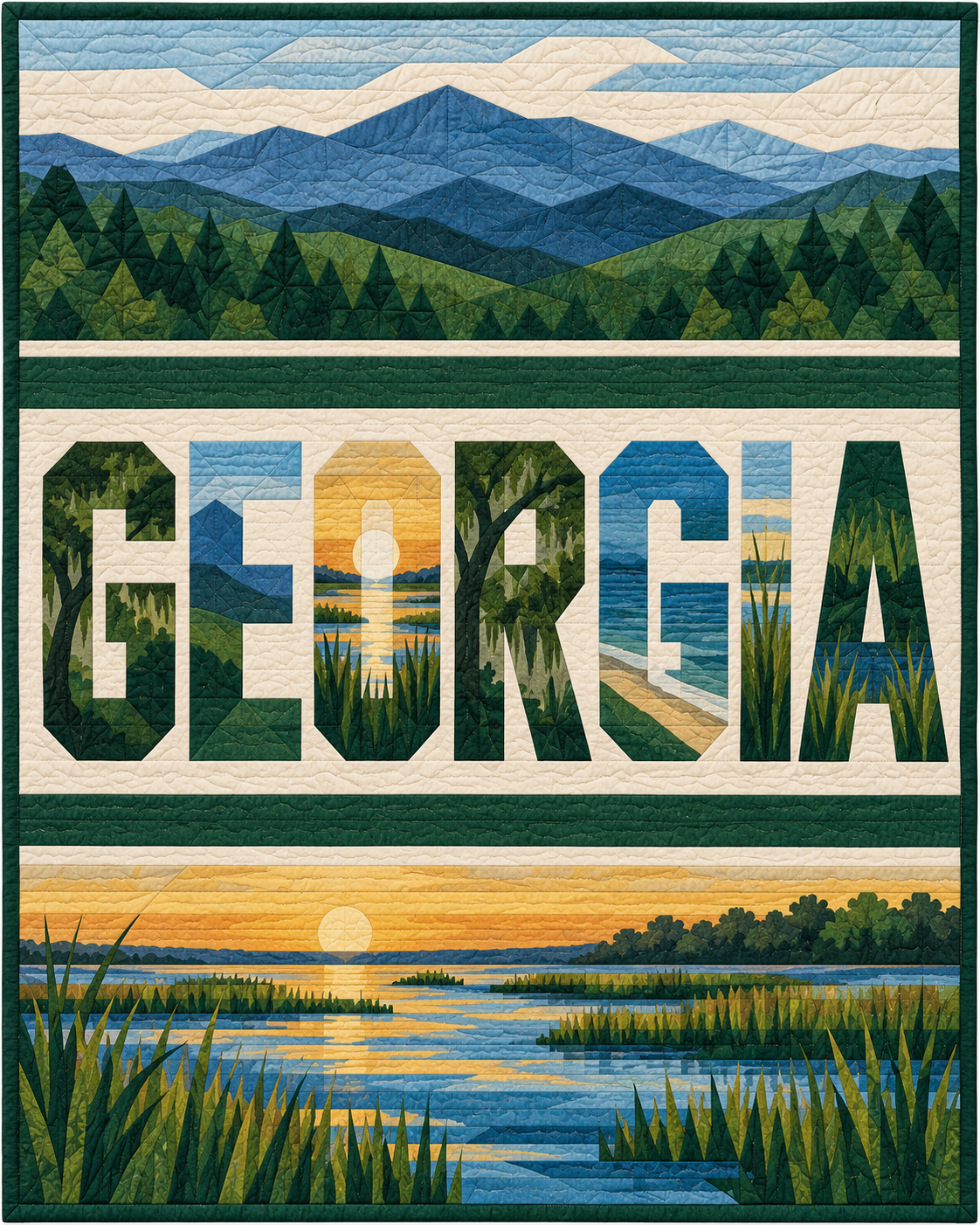 Georgia Typography Bars quilt blanket design