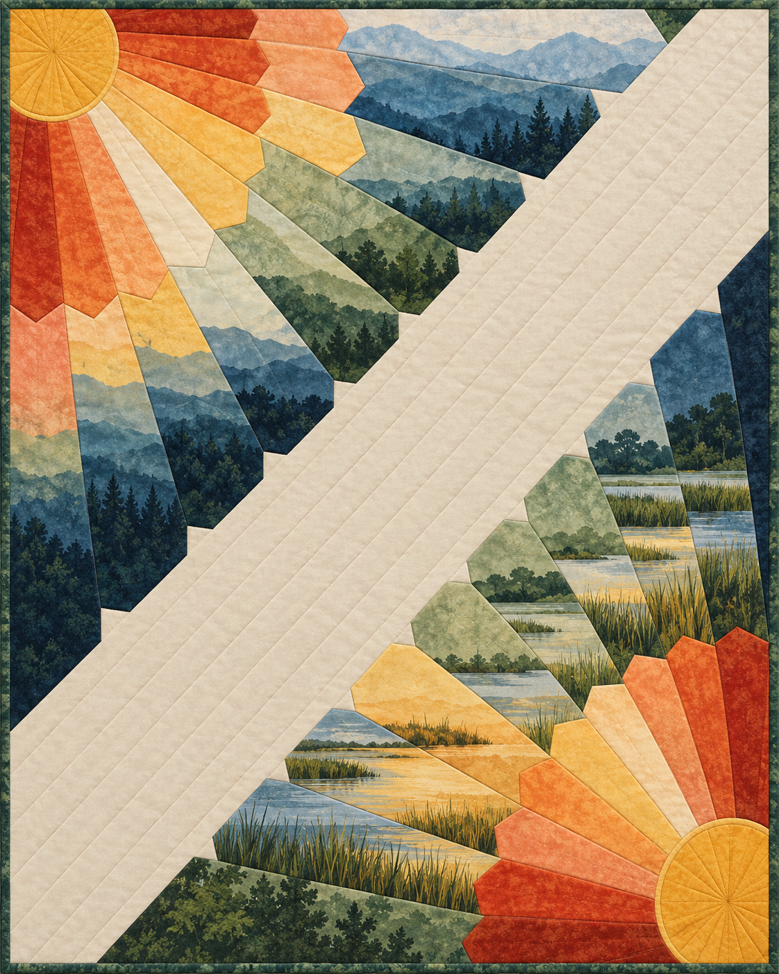 Georgia Sunrise Fans quilt blanket design