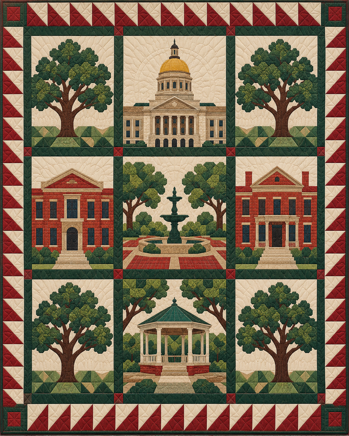 Georgia Town Houses quilt blanket design