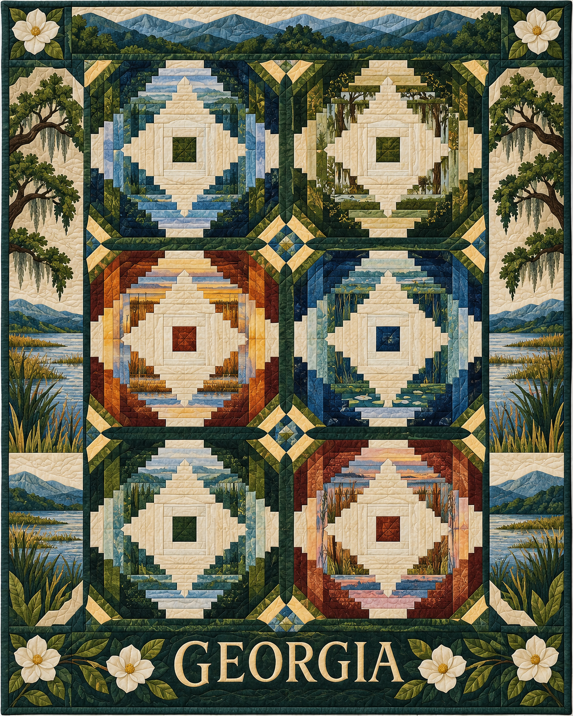 Georgia Pineapple Radiance quilt blanket design