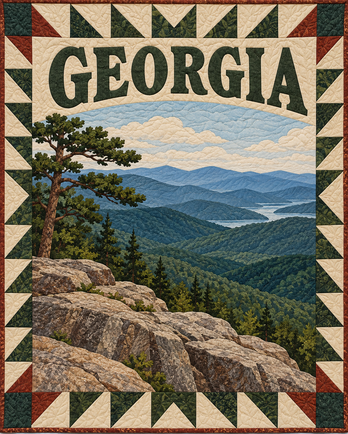Georgia Scenic Postcard quilt blanket design