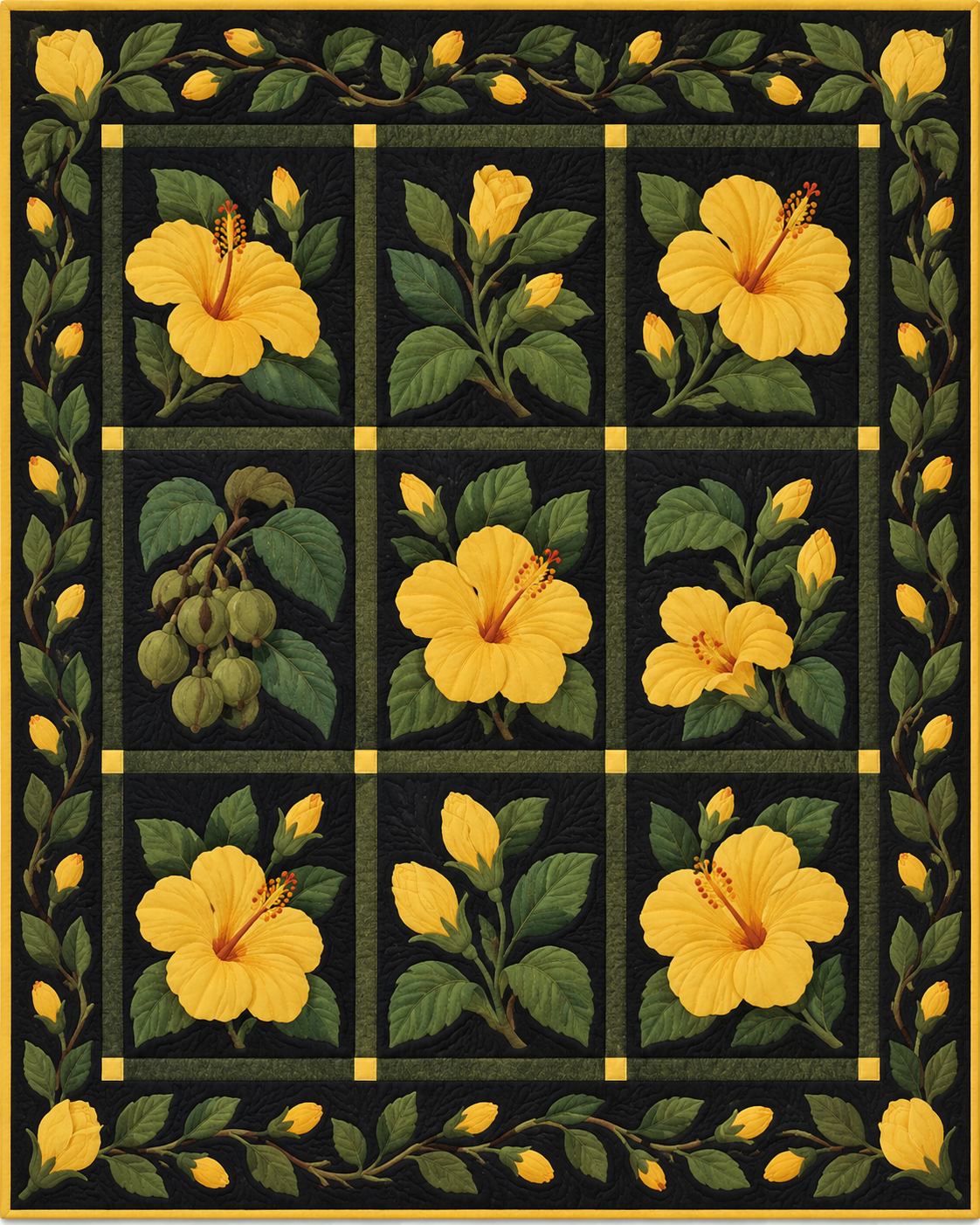 Hawaii Flower Garden quilt blanket design
