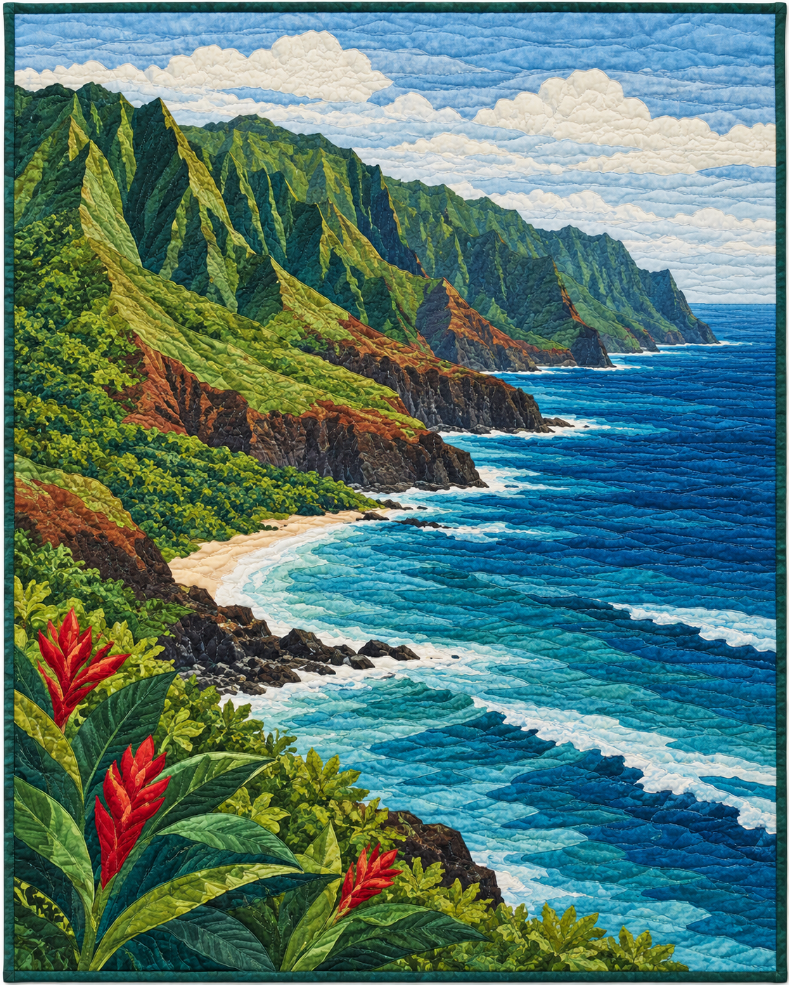 Hawaii River Landscape quilt blanket design