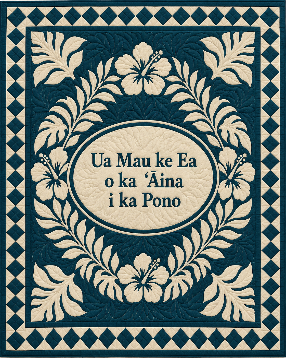 Hawaii Motto Medallion quilt blanket design