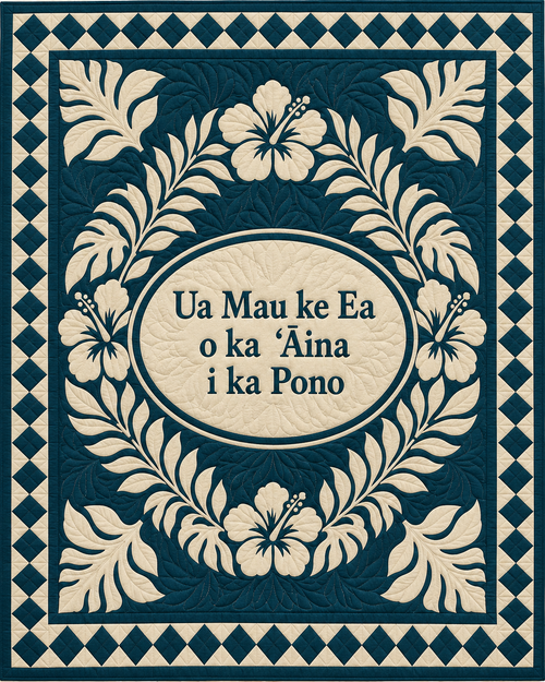 Hawaii Motto Medallion quilt blanket design