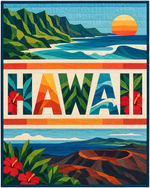 Hawaii Typography Bars quilt blanket design
