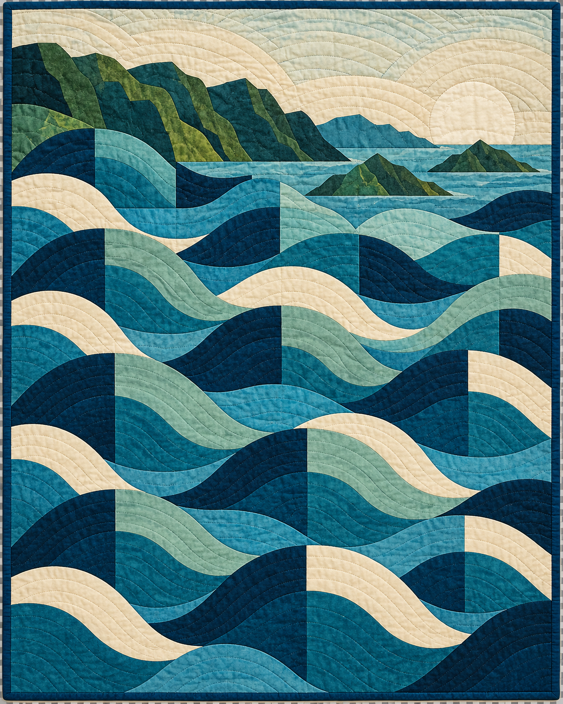 Hawaii Rolling Curves quilt blanket design