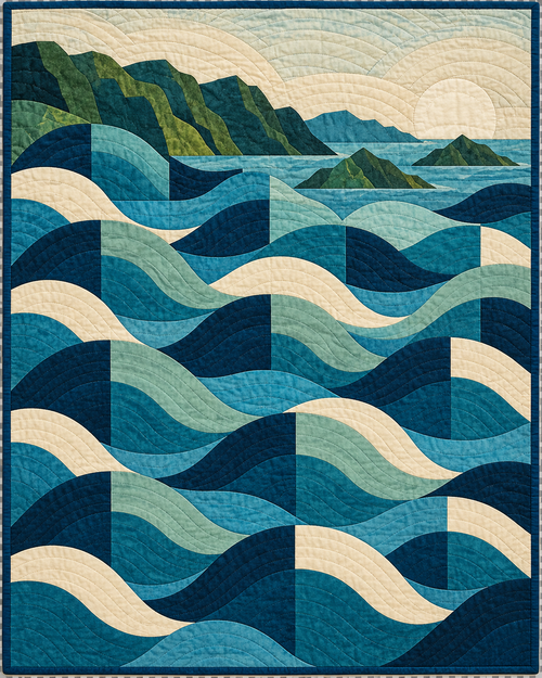 Hawaii Rolling Curves quilt blanket design