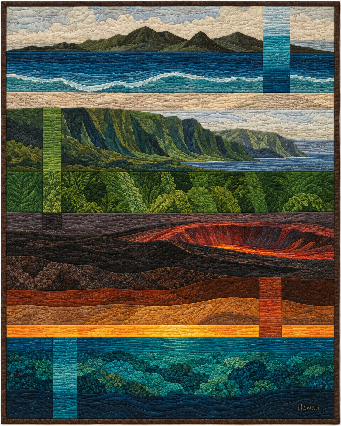 Hawaii Landscape Strata quilt blanket design