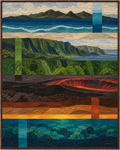 Hawaii Landscape Strata quilt blanket design