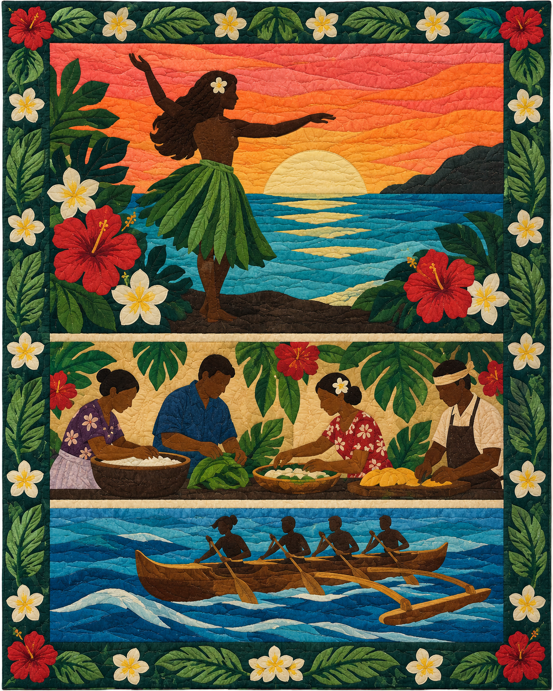 Hawaii Music and Gathering quilt blanket design
