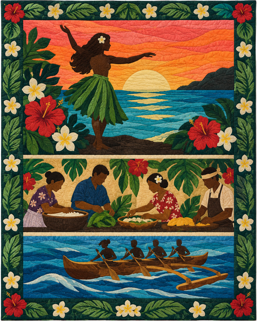 Hawaii Music and Gathering quilt blanket design