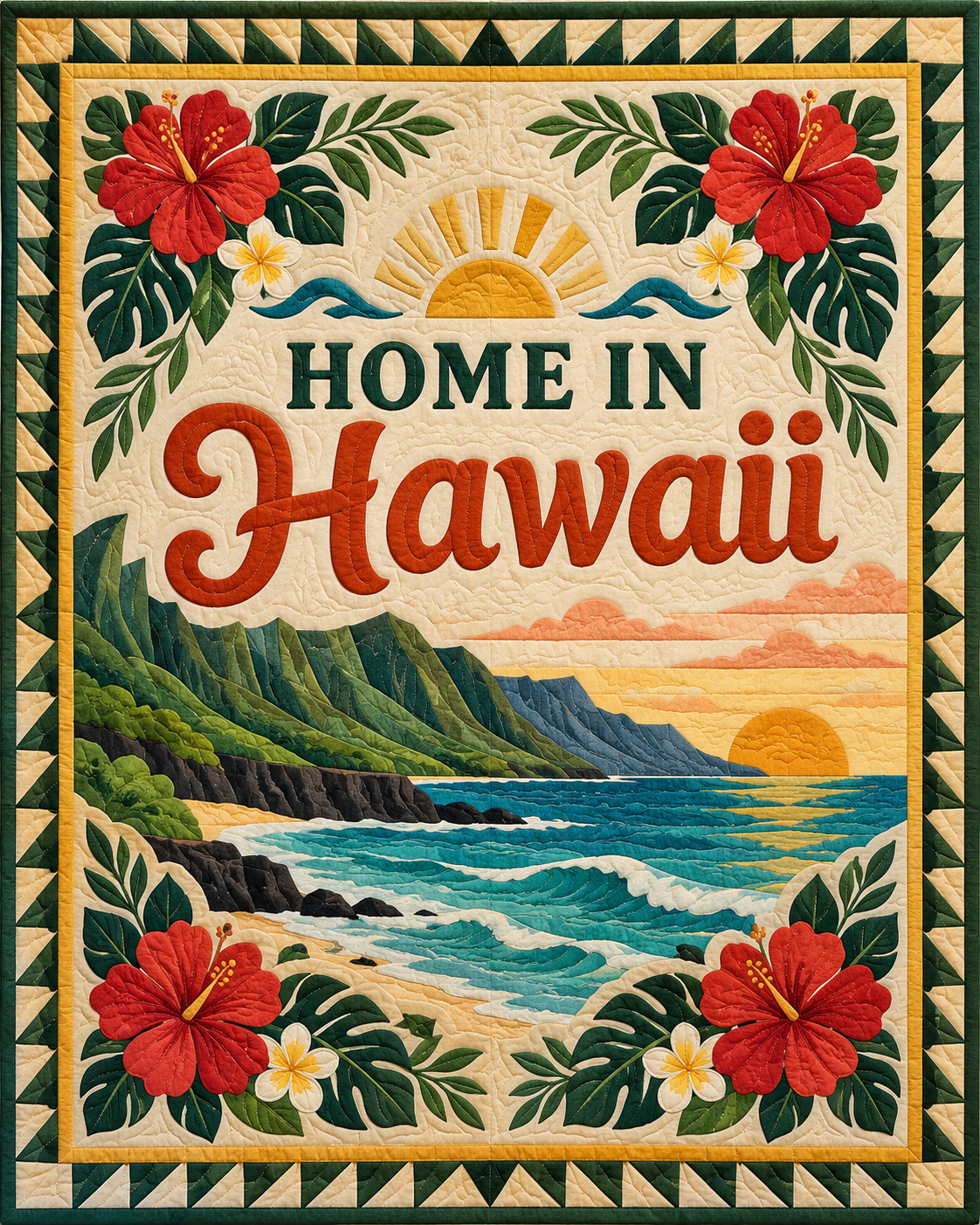 Hawaii Home Saying quilt blanket design