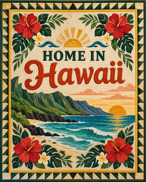 Hawaii Home Saying quilt blanket design