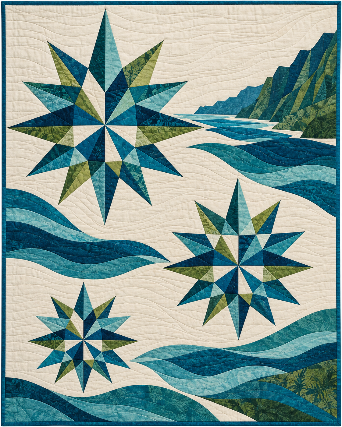 Hawaii Modern Compass quilt blanket design
