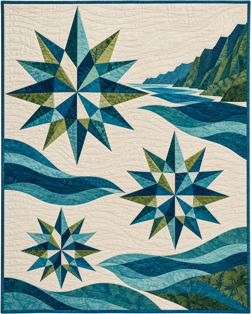 Hawaii Modern Compass quilt blanket design