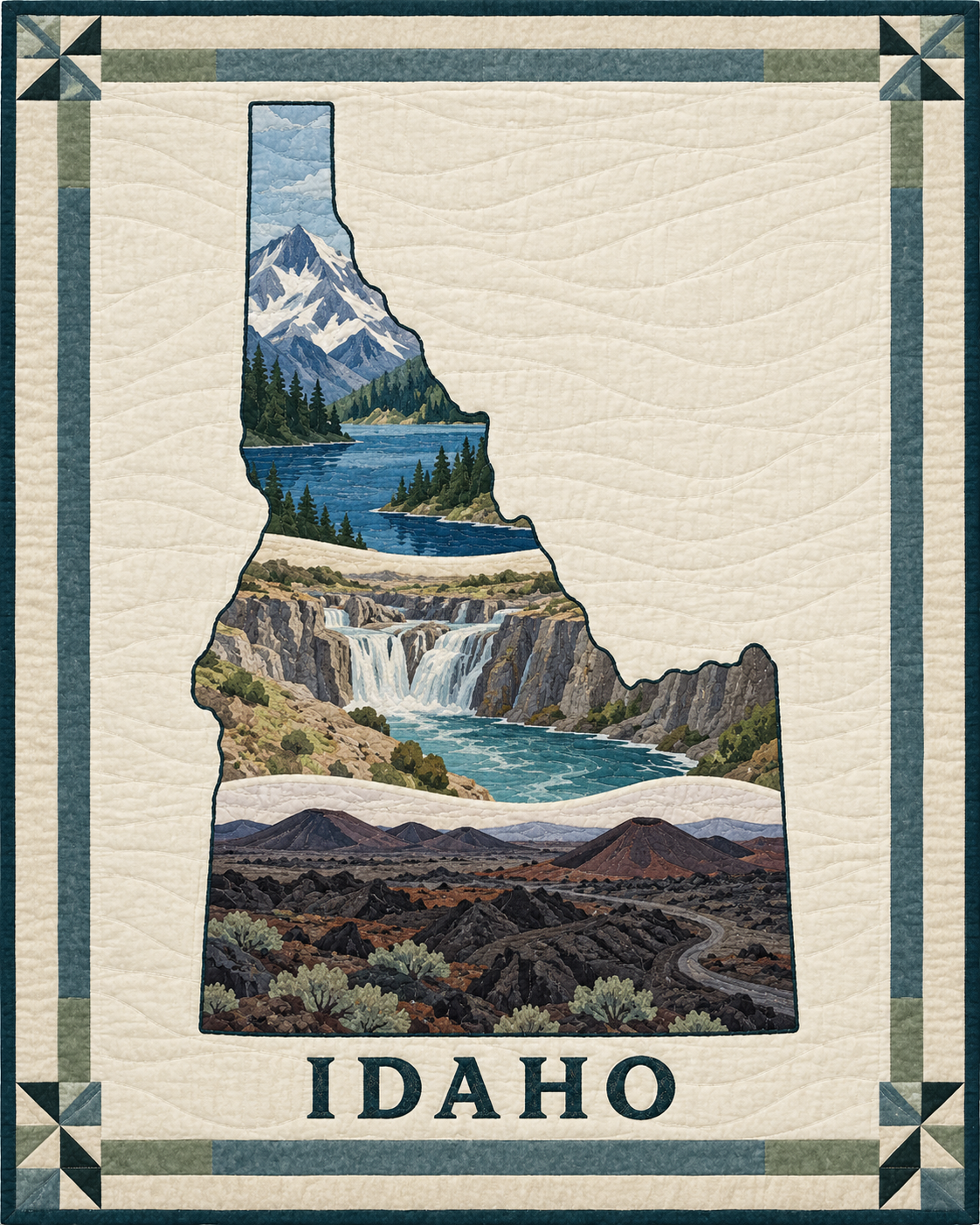 Idaho State Silhouette quilt blanket design