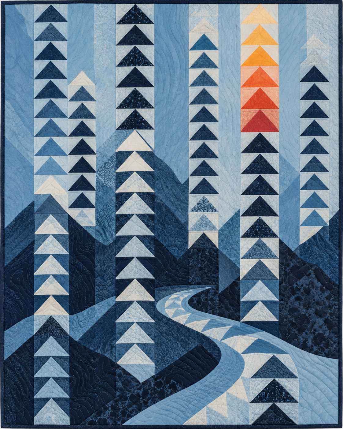 Idaho Waterway Geese quilt blanket design