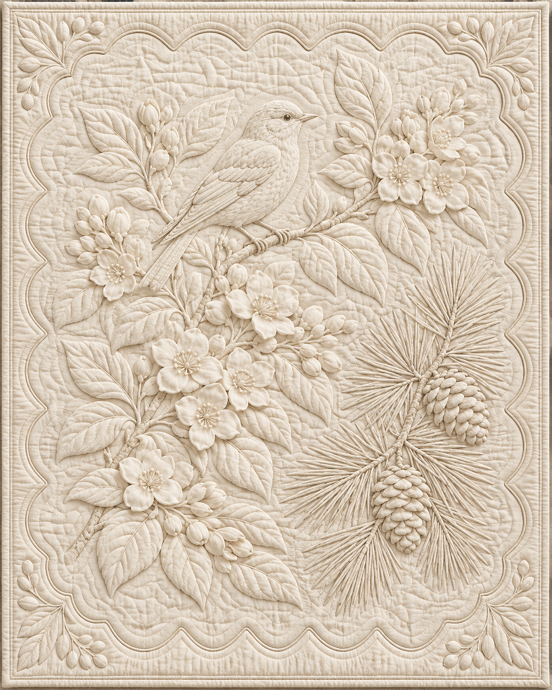 Idaho Botanical Whitework quilt blanket design