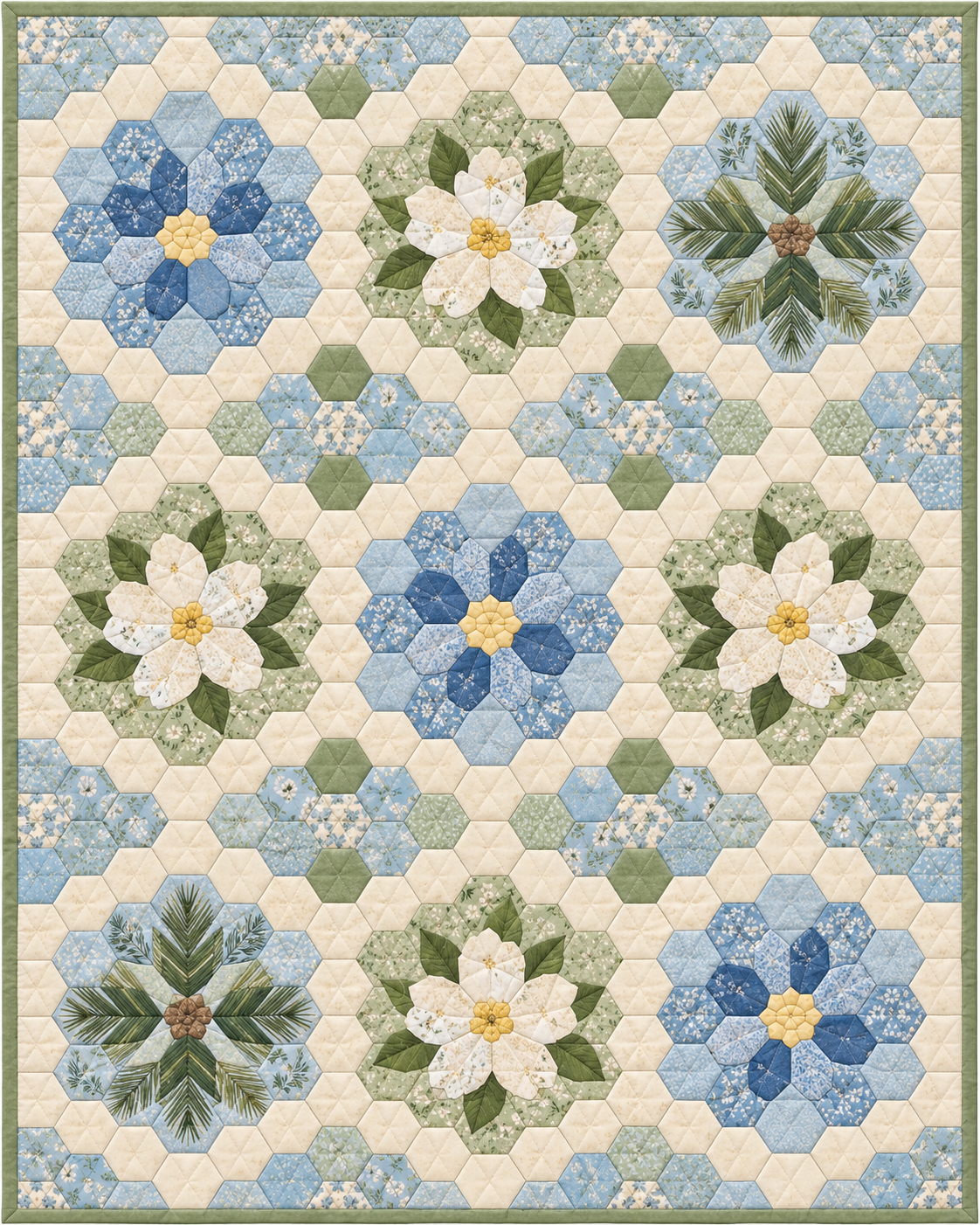 Idaho Garden Hexagons quilt blanket design
