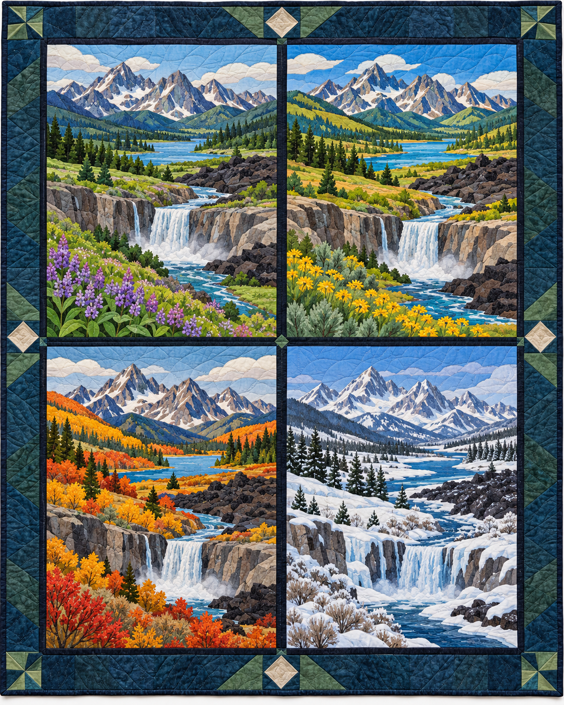 Idaho Seasonal Windows quilt blanket design