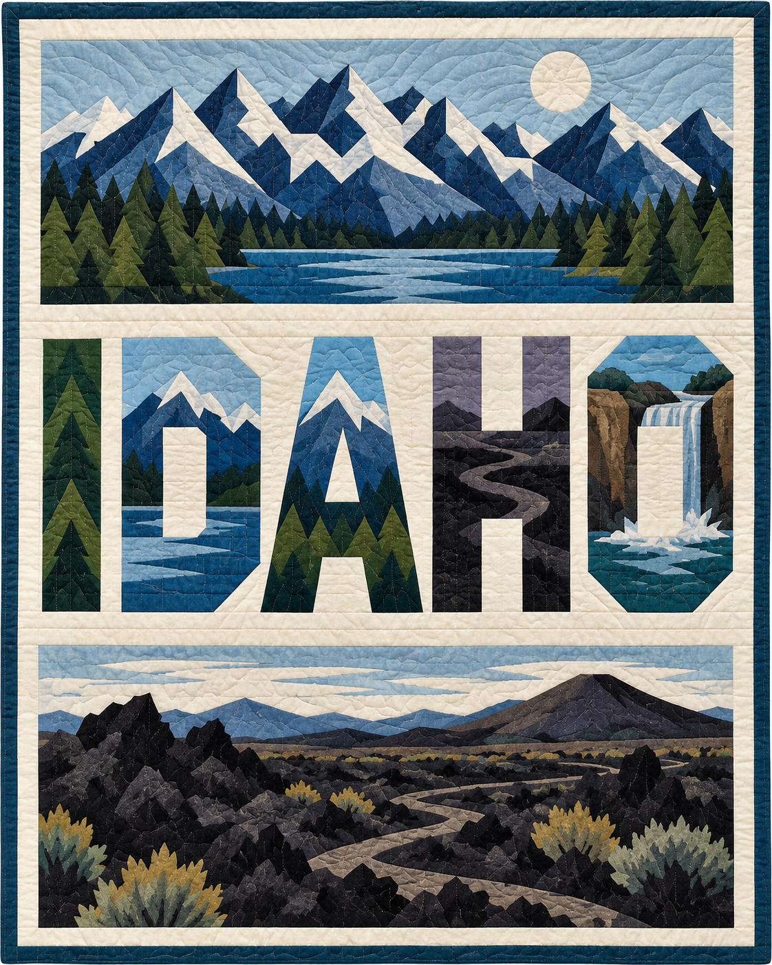 Idaho Typography Bars quilt blanket design