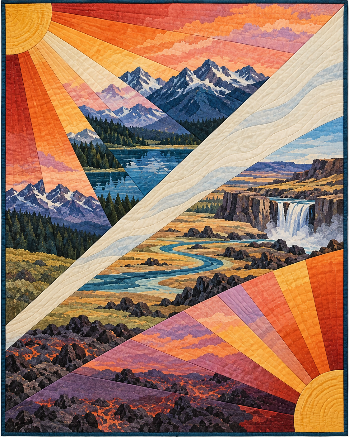 Idaho Sunrise Fans quilt blanket design