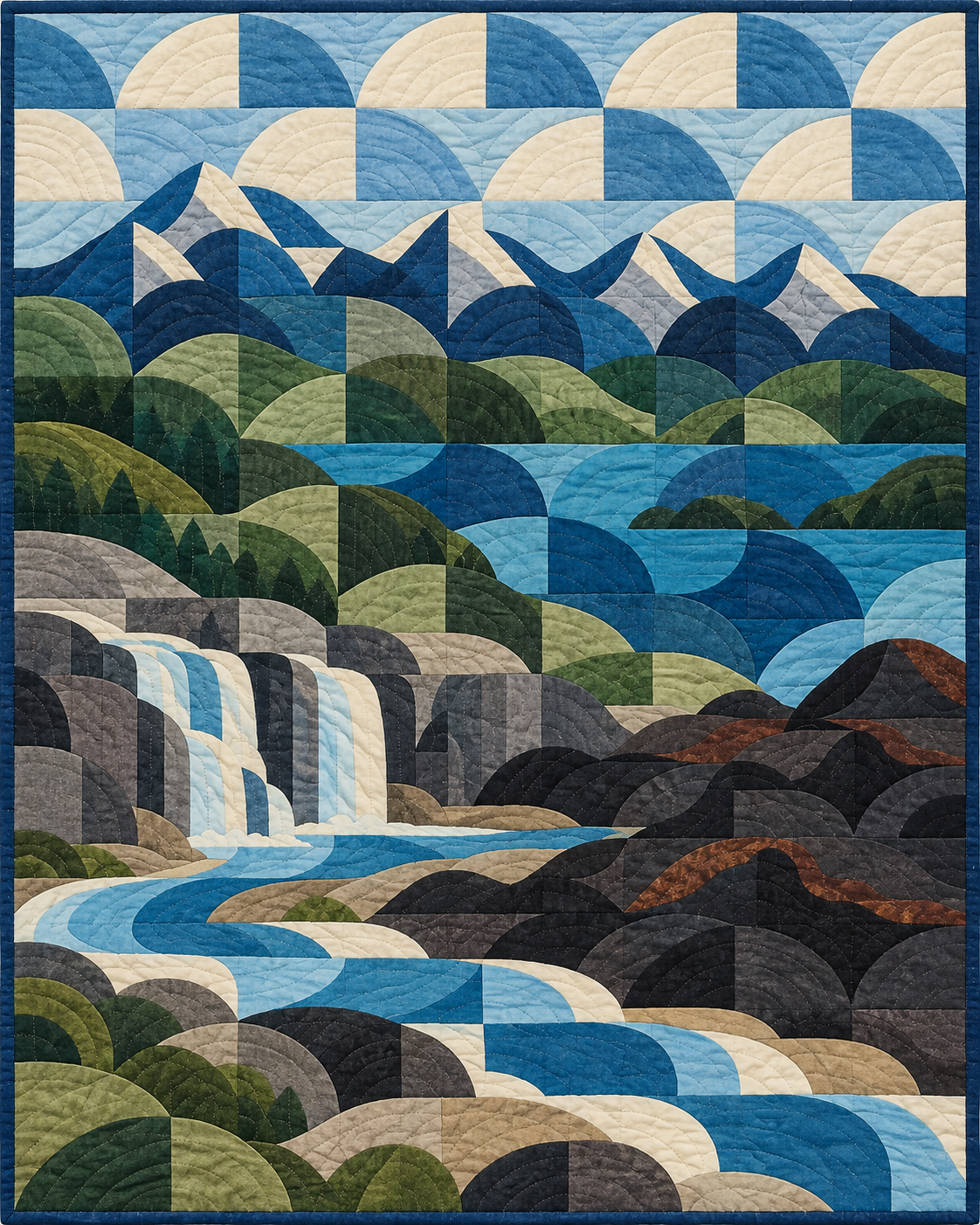 Idaho Rolling Curves quilt blanket design