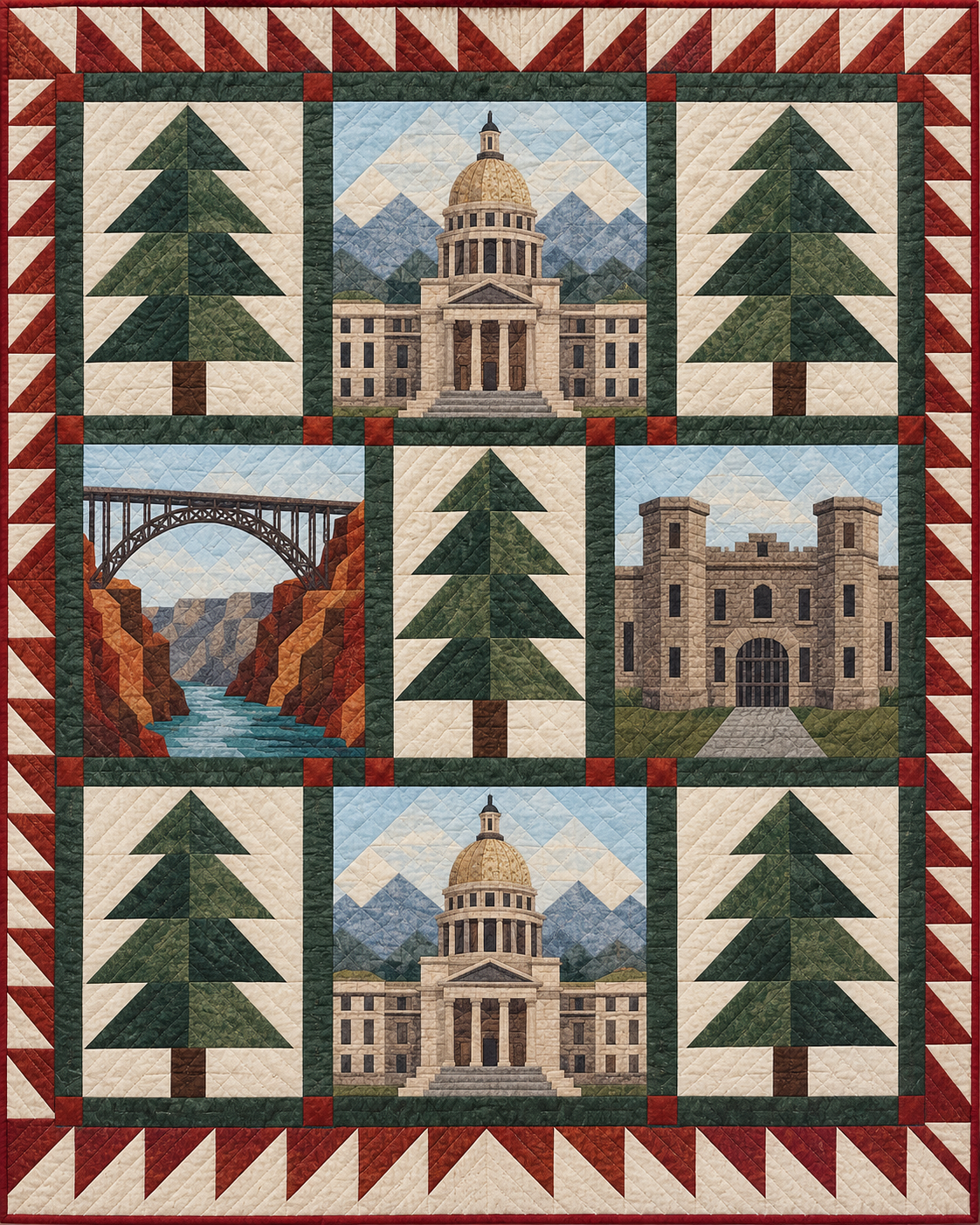 Idaho Town Houses quilt blanket design