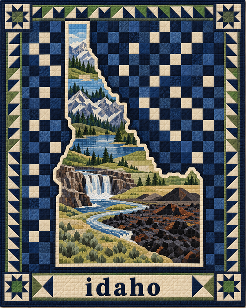 Idaho Map Mosaic quilt blanket design