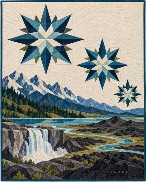 Idaho Modern Compass quilt blanket design