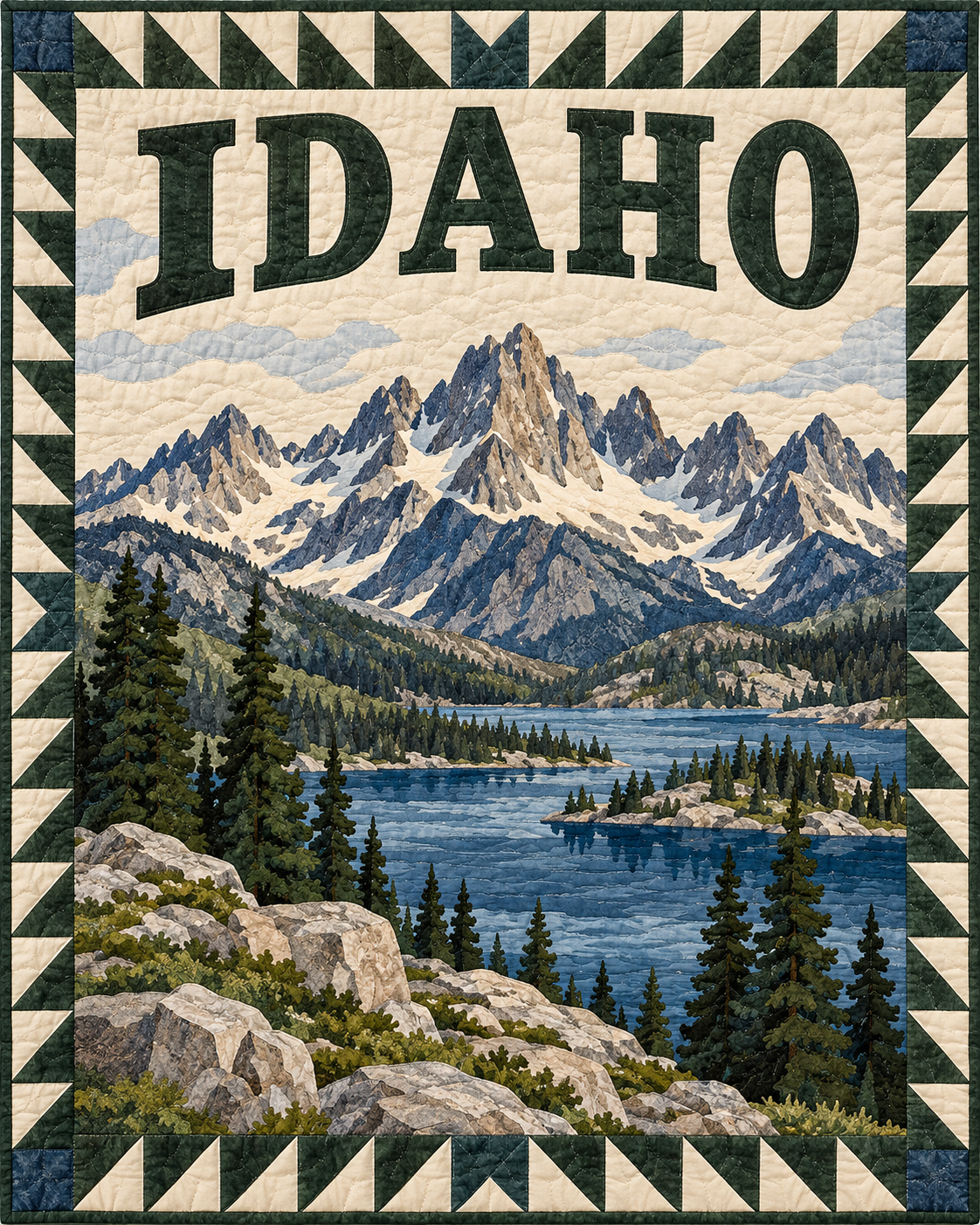 Idaho Scenic Postcard quilt blanket design