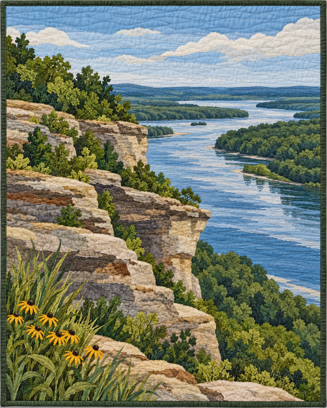Illinois River Landscape quilt blanket design
