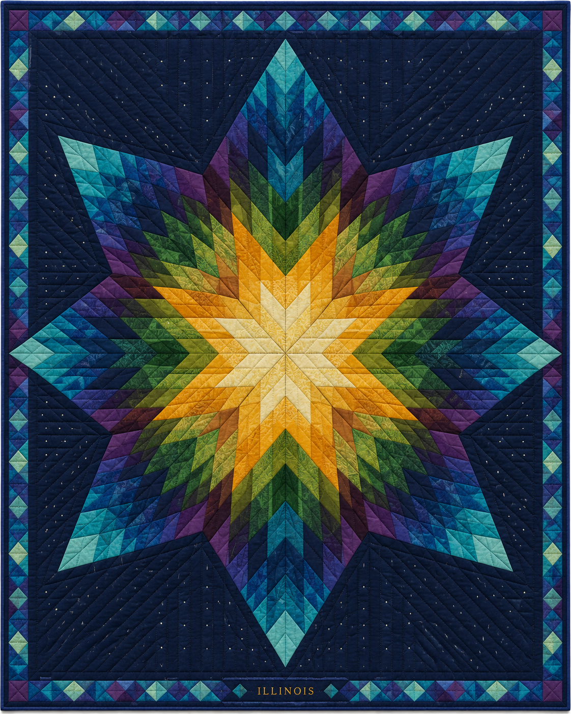 Illinois Night Stars quilt blanket design