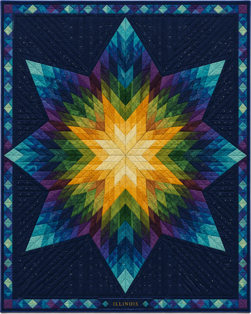 Illinois Night Stars quilt blanket design