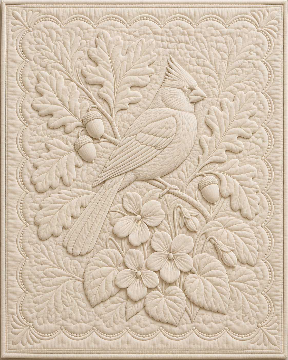 Illinois Botanical Whitework quilt blanket design