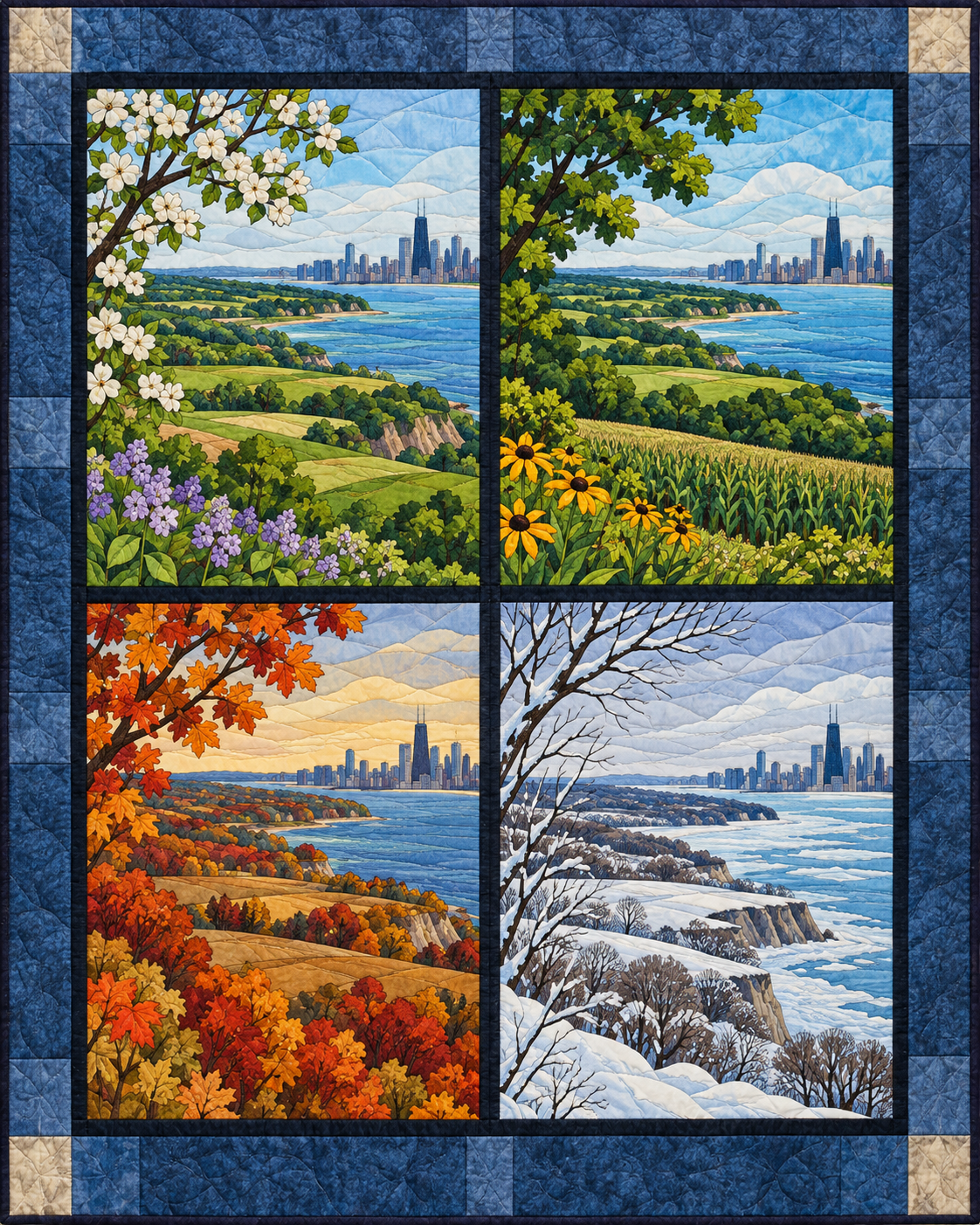 Illinois Seasonal Windows quilt blanket design