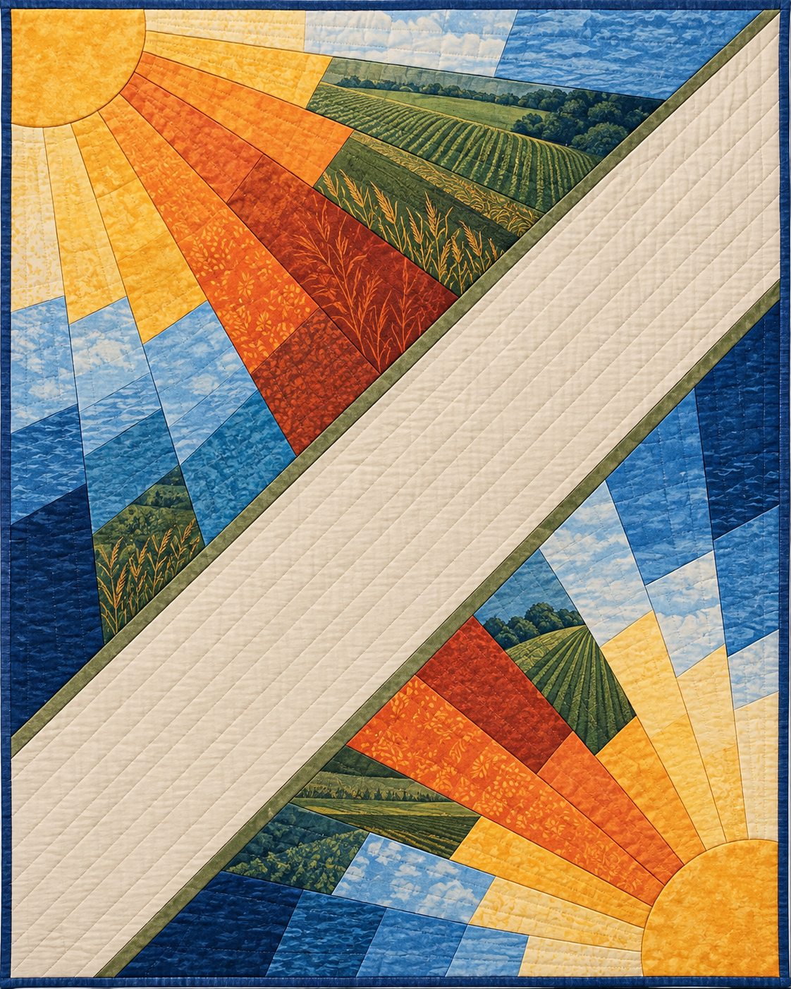 Illinois Sunrise Fans quilt blanket design