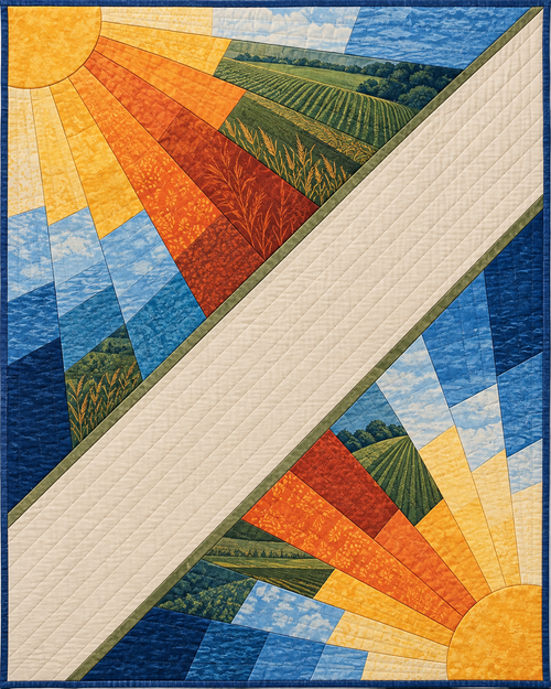 Illinois Sunrise Fans quilt blanket design