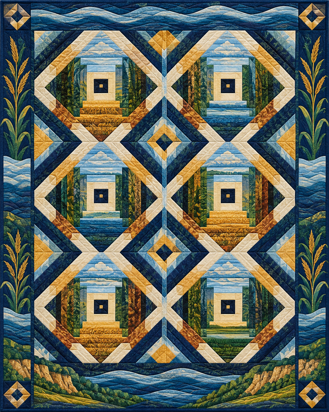 Illinois Pineapple Radiance quilt blanket design