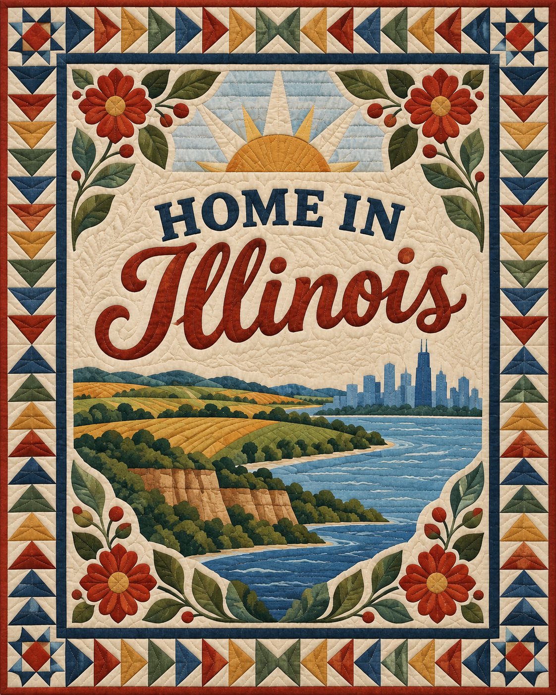 Illinois Home Saying quilt blanket design