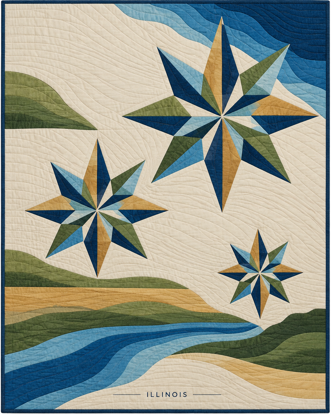Illinois Modern Compass quilt blanket design