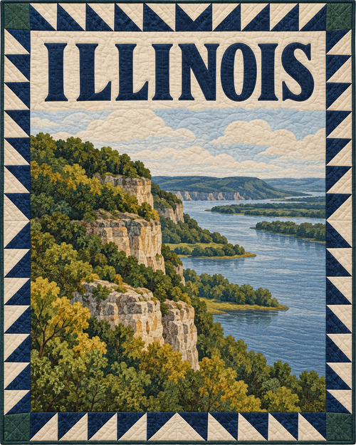 Illinois Scenic Postcard quilt blanket design