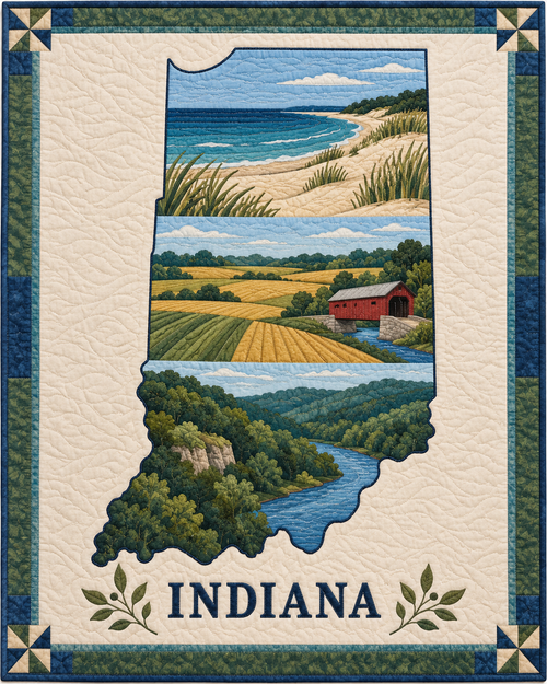 Indiana State Silhouette quilt blanket design