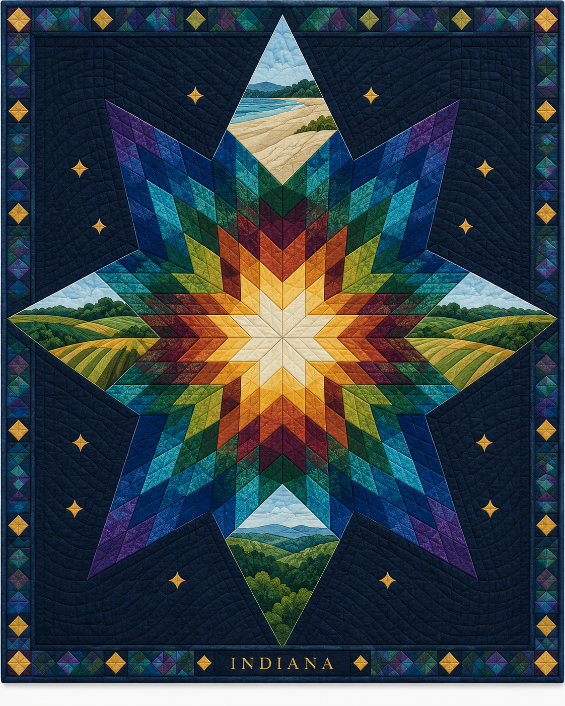 Indiana Night Stars quilt blanket design