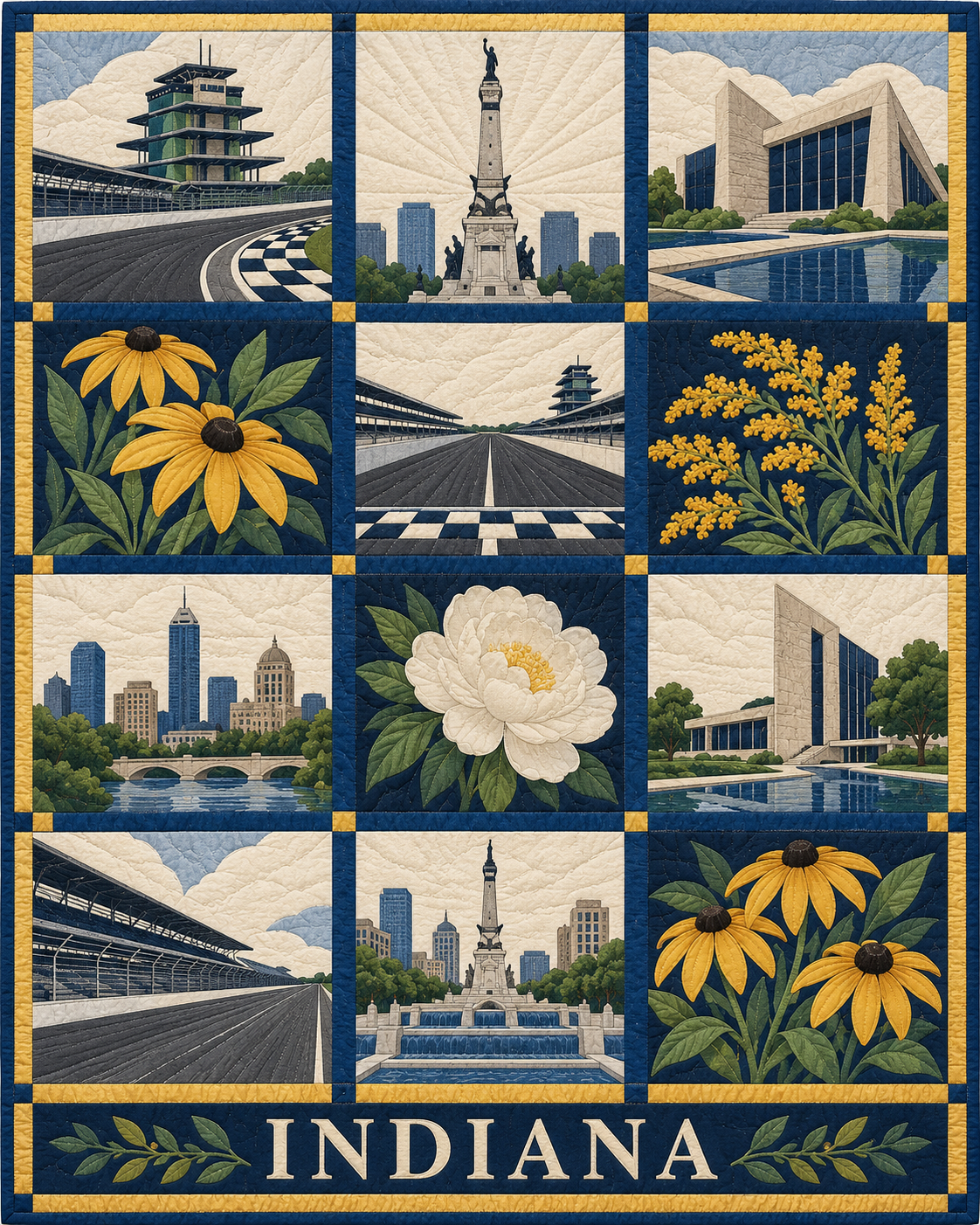 Indiana Heritage Album quilt blanket design
