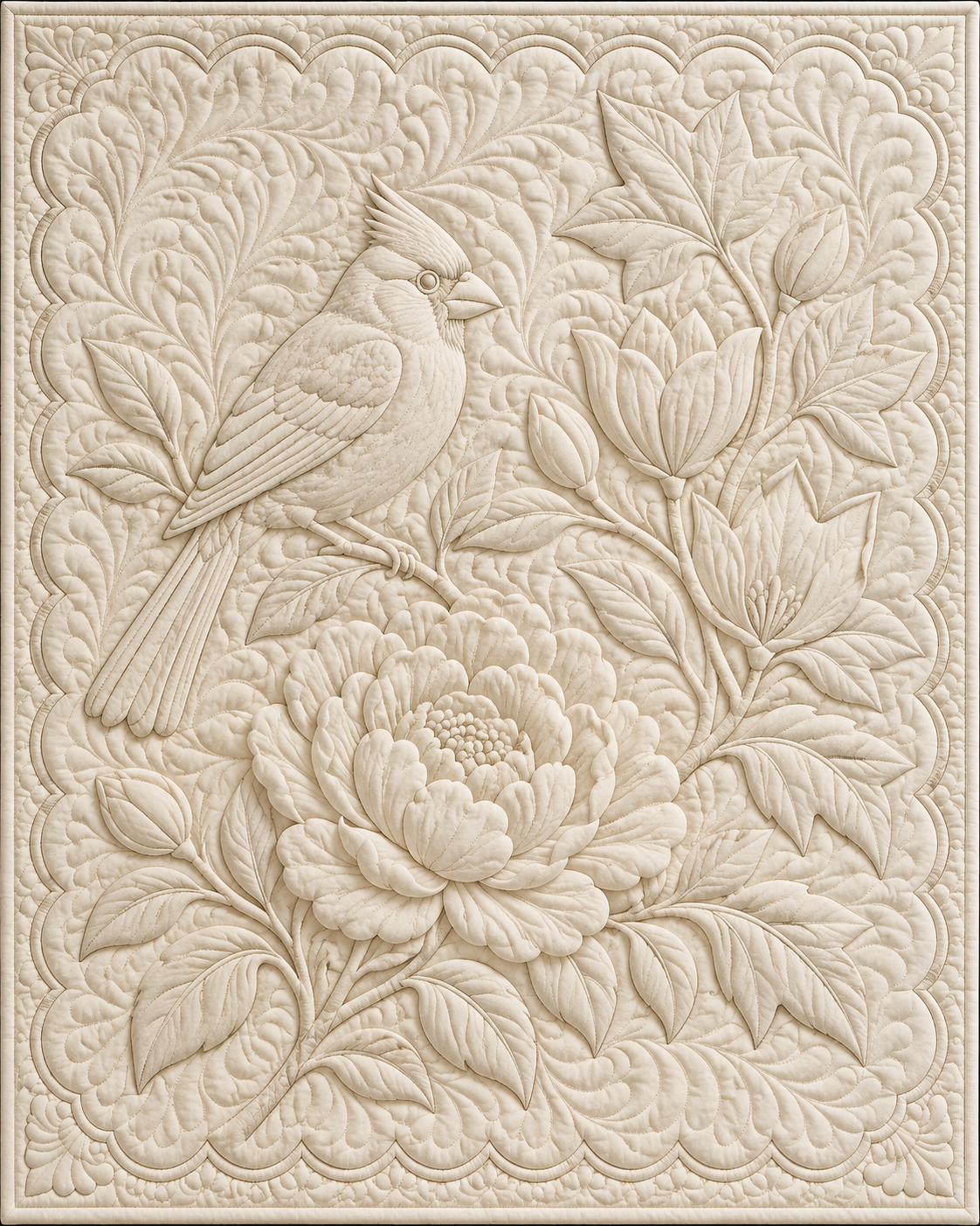 Indiana Botanical Whitework quilt blanket design